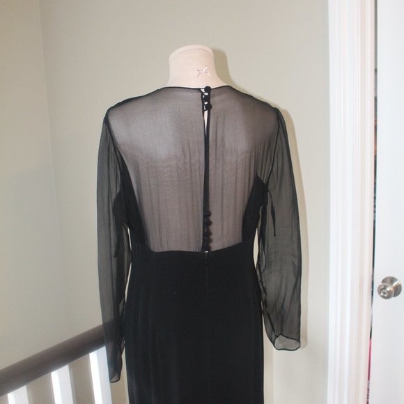 Louis Feraud Long black silk dress made by Joy Cherry size 42 - Picture 8 of 15